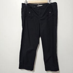 Ann Taylor Loft -  Pants Capri Utility Mid Rise - Size 10 - Black - 100% Cotton